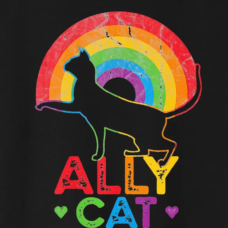 Ally Cat LGBT Pride Ally Cat With Rainbow Women's Crop Top Tee