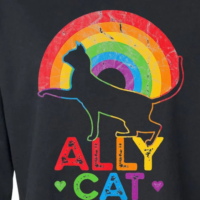 Ally Cat LGBT Pride Ally Cat With Rainbow Cropped Pullover Crew