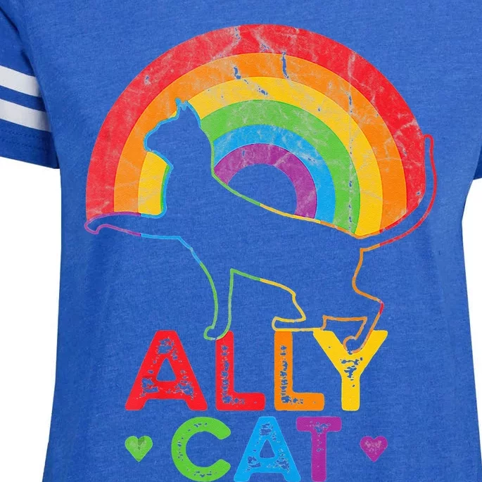 Ally Cat LGBT Pride Ally Cat With Rainbow Enza Ladies Jersey Football T-Shirt