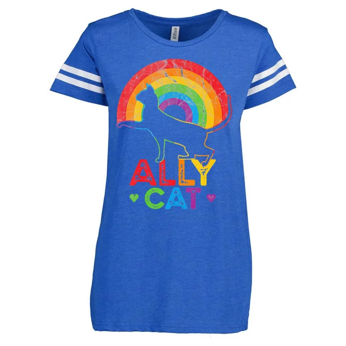 Ally Cat LGBT Pride Ally Cat With Rainbow Enza Ladies Jersey Football T-Shirt