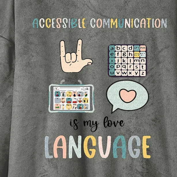 Accessible Communication Love Language AAC SLP Valentines Hooded Wearable Blanket