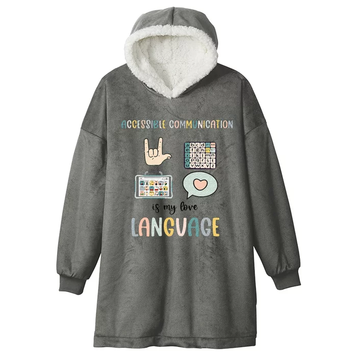 Accessible Communication Love Language AAC SLP Valentines Hooded Wearable Blanket