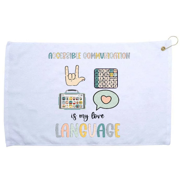 Accessible Communication Love Language AAC SLP Valentines Grommeted Golf Towel