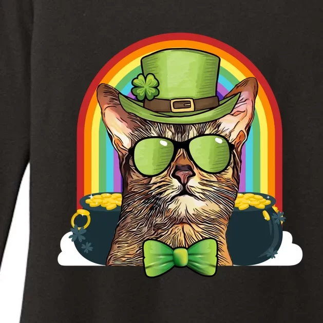 Abyssinian Cat Leprechaun Funny St Patricks Day Funny Gift Womens CVC Long Sleeve Shirt