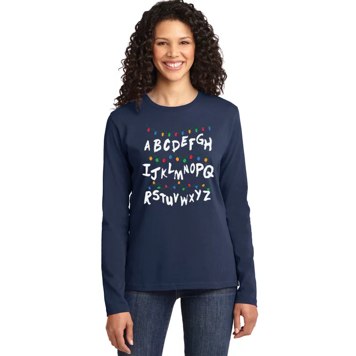 Alphabet Christmas Lights Stranger Ladies Long Sleeve Shirt