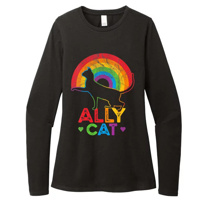 Ally Cat LGBT Pride Ally Cat With Rainbow Womens CVC Long Sleeve Shirt