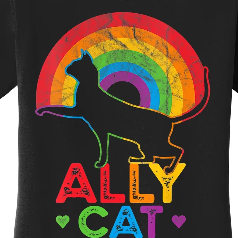 Ally Cat LGBT Pride Ally Cat With Rainbow Women's T-Shirt