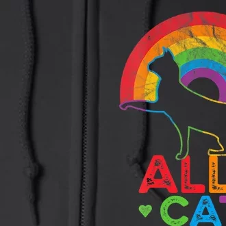 Ally Cat LGBT Pride Ally Cat With Rainbow Full Zip Hoodie