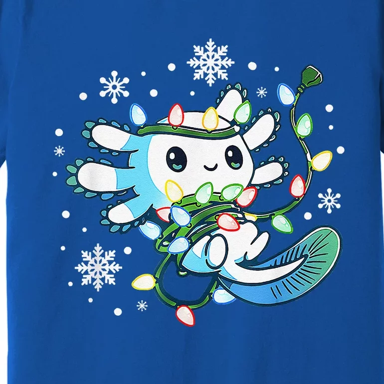 Axolotl Christmas Lights Xmas Tree Pajamas Premium T-Shirt