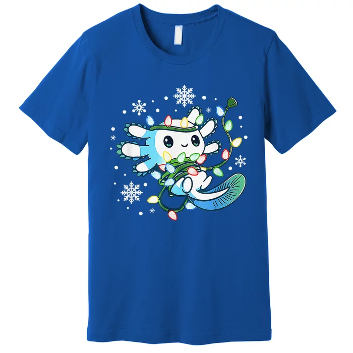 Axolotl Christmas Lights Xmas Tree Pajamas Premium T-Shirt