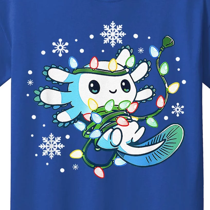 Axolotl Christmas Lights Xmas Tree Pajamas Kids T-Shirt