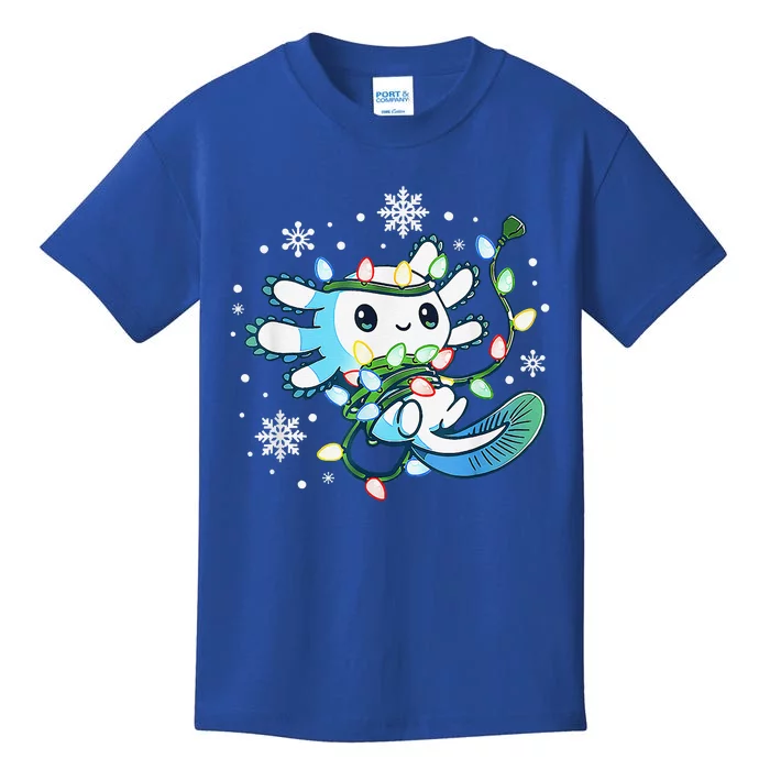 Axolotl Christmas Lights Xmas Tree Pajamas Kids T-Shirt