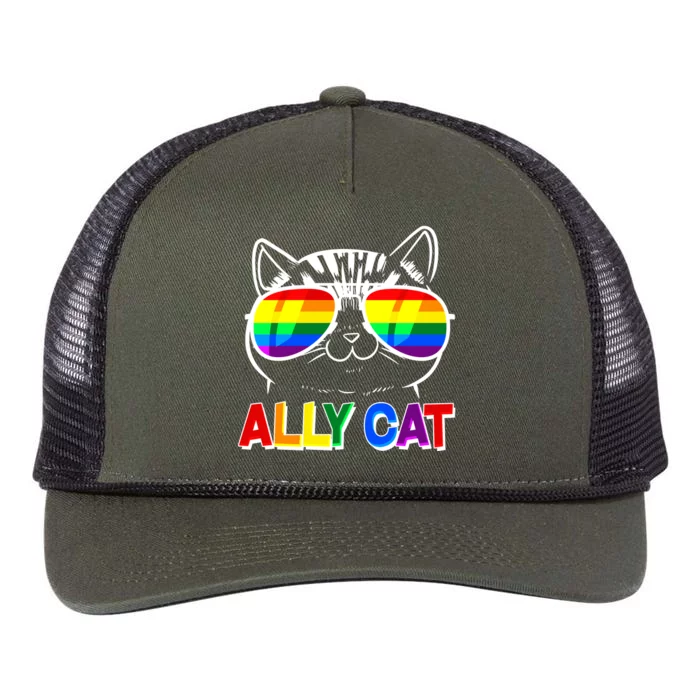 Ally Cat LGBT Pride Retro Rope Trucker Hat Cap