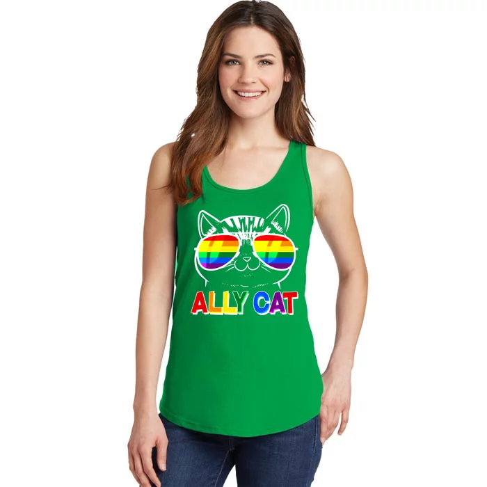 Ally Cat LGBT Pride Ladies Essential Tank