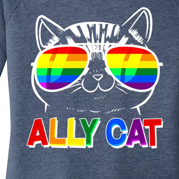 Ally Cat LGBT Pride Women's Perfect Tri Tunic Long Sleeve Shirt