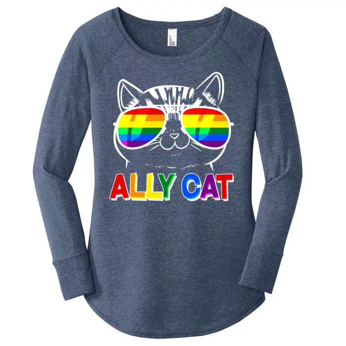 Ally Cat LGBT Pride Women's Perfect Tri Tunic Long Sleeve Shirt