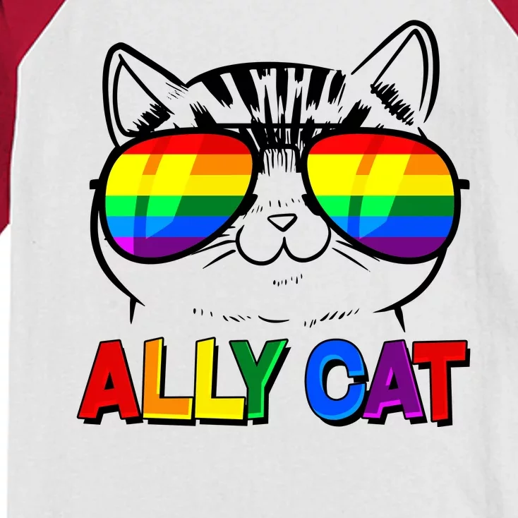 Ally Cat LGBT Pride Kids Colorblock Raglan Jersey