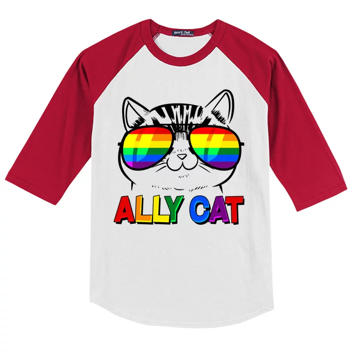 Ally Cat LGBT Pride Kids Colorblock Raglan Jersey