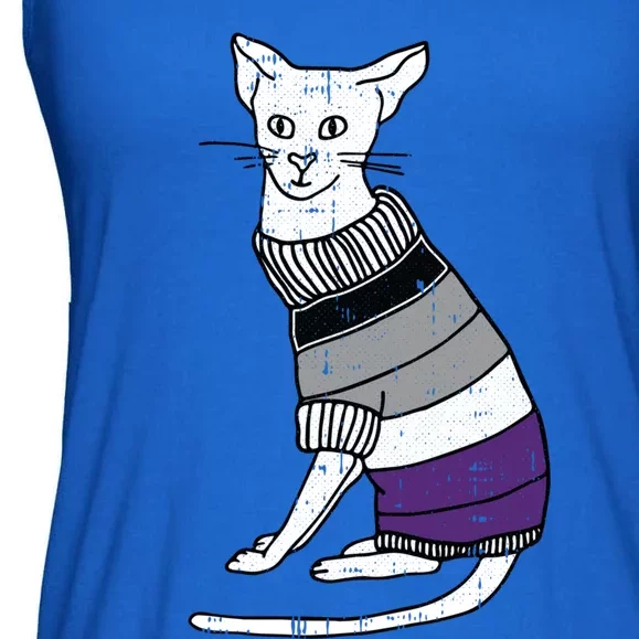 Asexual Cat Lgbtq Pride Cute Kitten Kitty Proud Ally Ace Gift Ladies Essential Flowy Tank