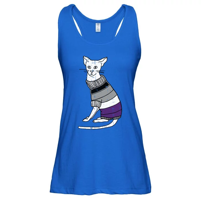 Asexual Cat Lgbtq Pride Cute Kitten Kitty Proud Ally Ace Gift Ladies Essential Flowy Tank