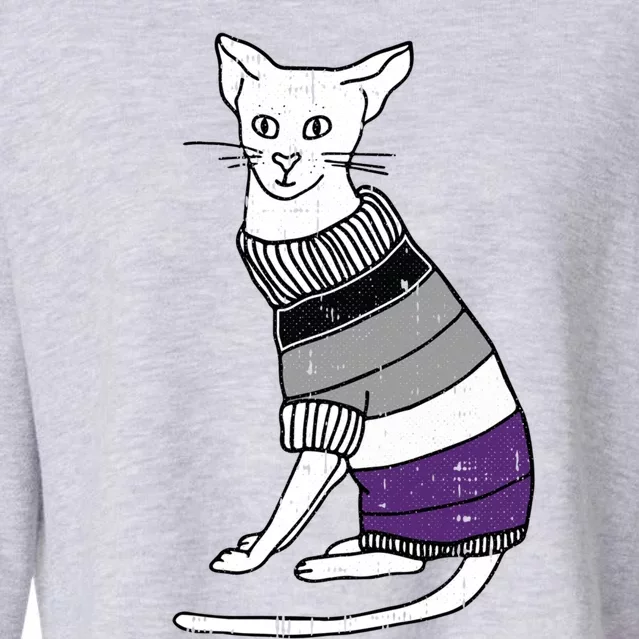 Asexual Cat Lgbtq Pride Cute Kitten Kitty Proud Ally Ace Gift Cropped Pullover Crew