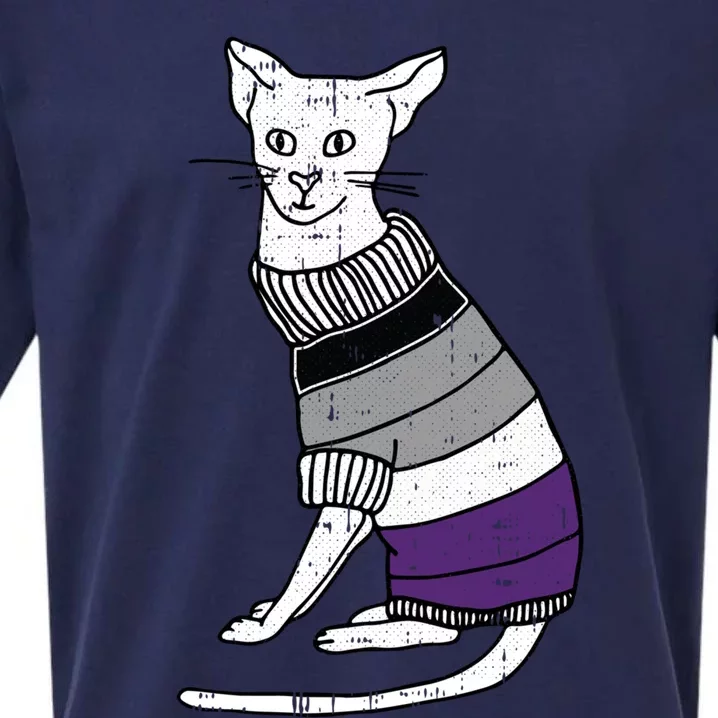 Asexual Cat Lgbtq Pride Cute Kitten Kitty Proud Ally Ace Gift Sueded Cloud Jersey T-Shirt