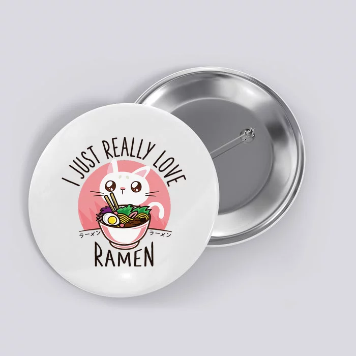 Anime Cat Love Ramen Japanese Noodles Kawaii Button