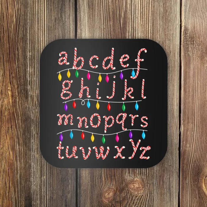 Alphabet Christmas Lights Candy Cane Xmas Teacher School Coaster