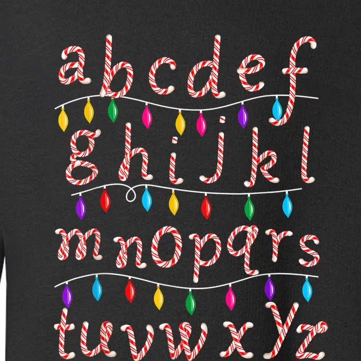 Alphabet Christmas Lights Candy Cane Xmas Teacher School Toddler Sweatshirt