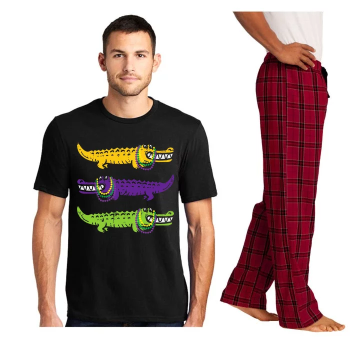 Aligator Crocodiles Louisiana Mardi Gras Pajama Set