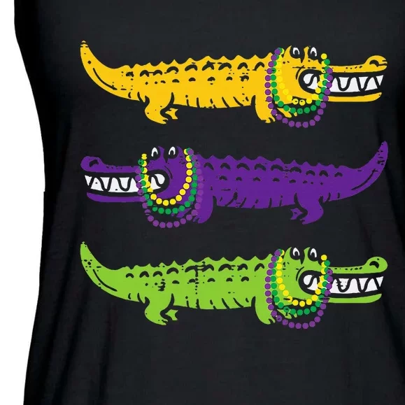 Aligator Crocodiles Louisiana Mardi Gras Ladies Essential Flowy Tank