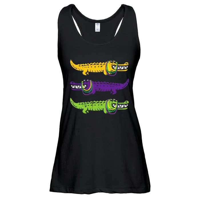 Aligator Crocodiles Louisiana Mardi Gras Ladies Essential Flowy Tank