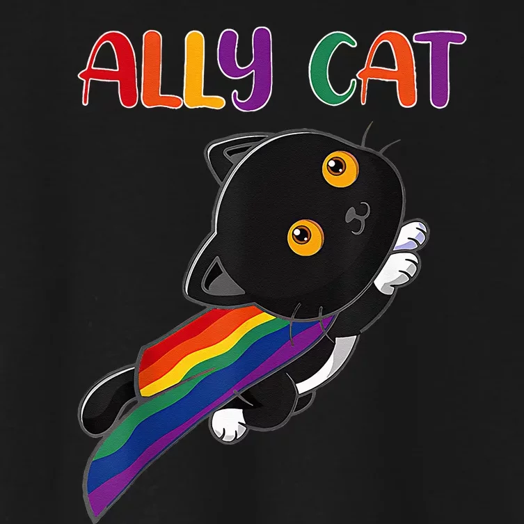 Ally Cat LGBT Gay Rainbow Pride Flag Funny Cat Lover Women's Crop Top Tee