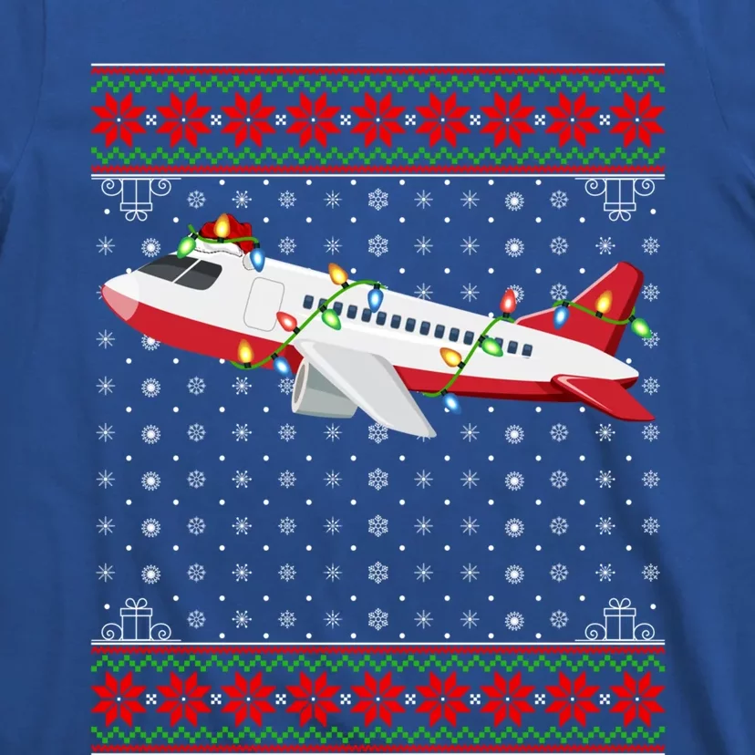 Airplane Christmas Lights Ugly Sweater Santa Airplane Xmas Gift T-Shirt