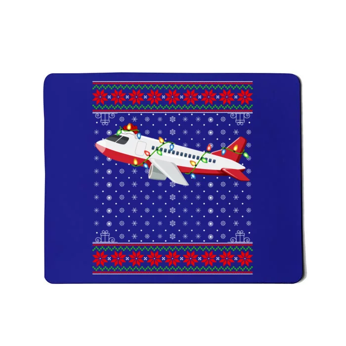 Airplane Christmas Lights Ugly Sweater Santa Airplane Xmas Gift Mousepad