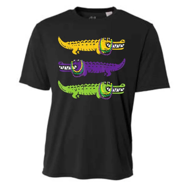 Aligator Crocodiles Louisiana funny Mardi Gras Cooling Performance Crew T-Shirt