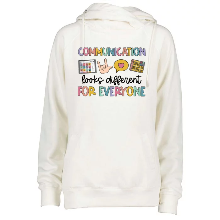 Autism Communication Looks Different For Everyone Womens Funnel Neck Pullover Hood