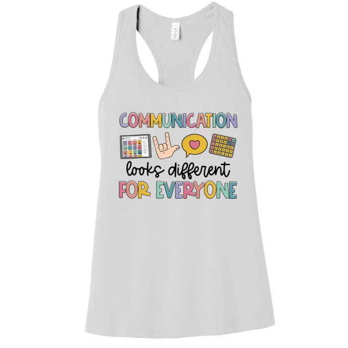 Autism Communication Looks Different For Everyone Women's Racerback Tank