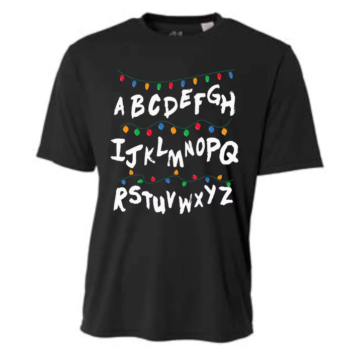 Alphabet Christmas Lights Stranger Gift Cooling Performance Crew T-Shirt