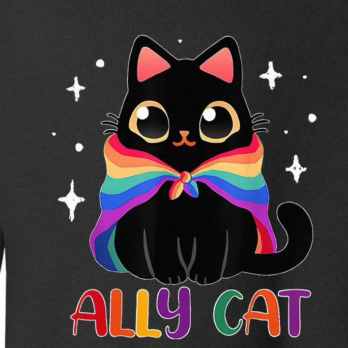 Ally Cat LGBT Gay Rainbow Pride Flag Funny Cat Lover Toddler Sweatshirt