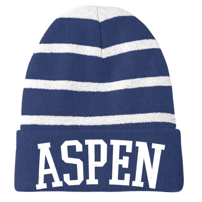 Aspen College Logo Striped Beanie with Solid Band