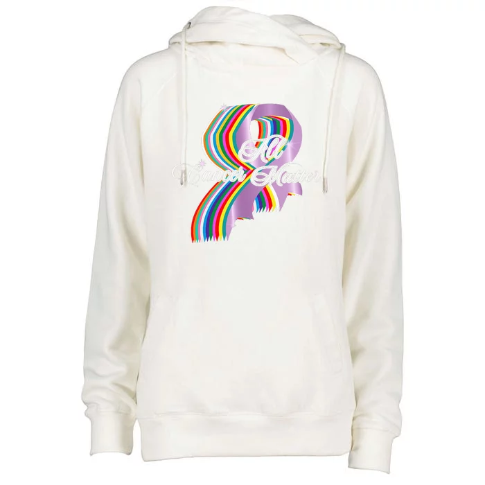 All Cancer Matters Awareness Day Ribbon Womens Funnel Neck Pullover Hood