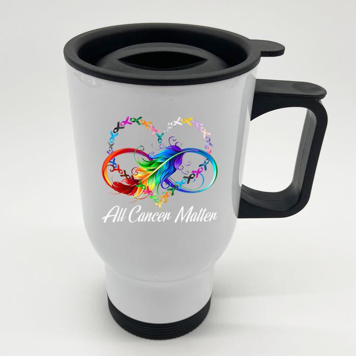 All Cancer Matters Awareness Day Heartbeat Front & Back Stainless Steel Travel Mug