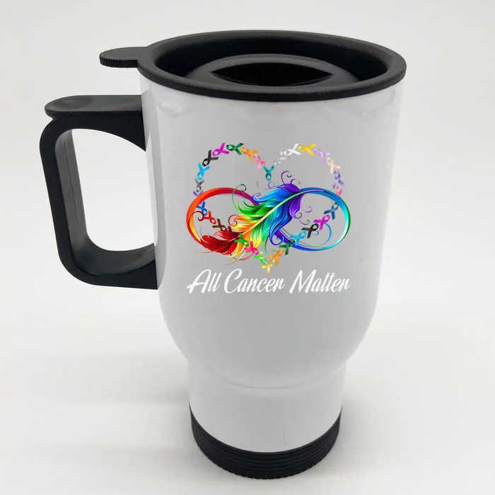 All Cancer Matters Awareness Day Heartbeat Front & Back Stainless Steel Travel Mug