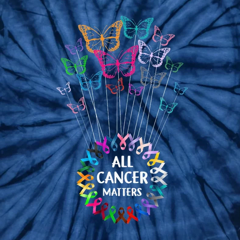 All Cancer Matters Awareness Butterfly All Ribbons Tie-Dye T-Shirt