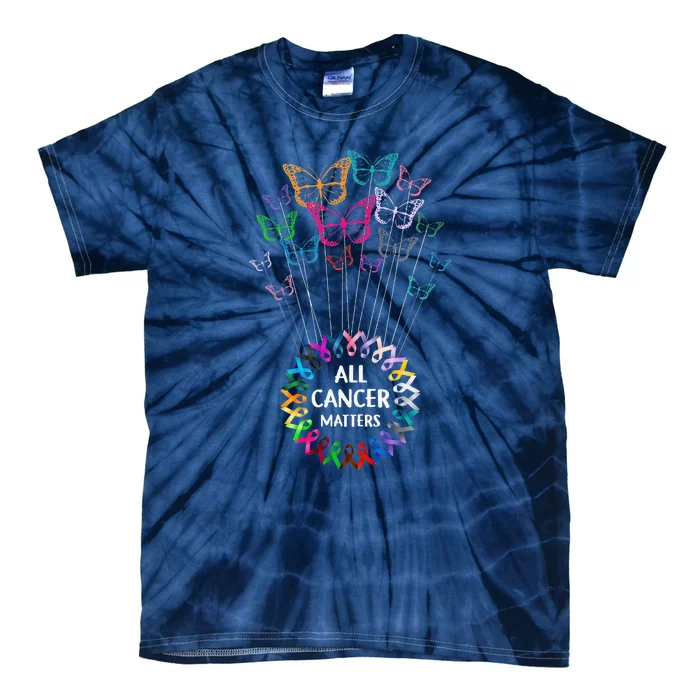 All Cancer Matters Awareness Butterfly All Ribbons Tie-Dye T-Shirt