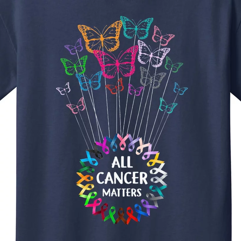 All Cancer Matters Awareness Butterfly All Ribbons Kids T-Shirt