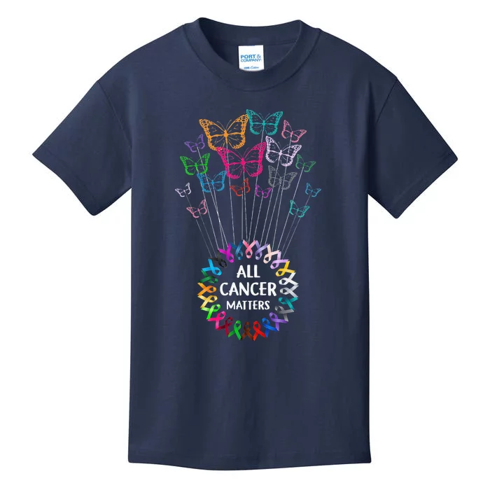 All Cancer Matters Awareness Butterfly All Ribbons Kids T-Shirt