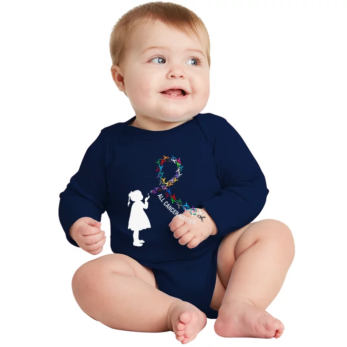 All Cancer Matters Awareness Saying World Cancer Day Baby Long Sleeve Bodysuit