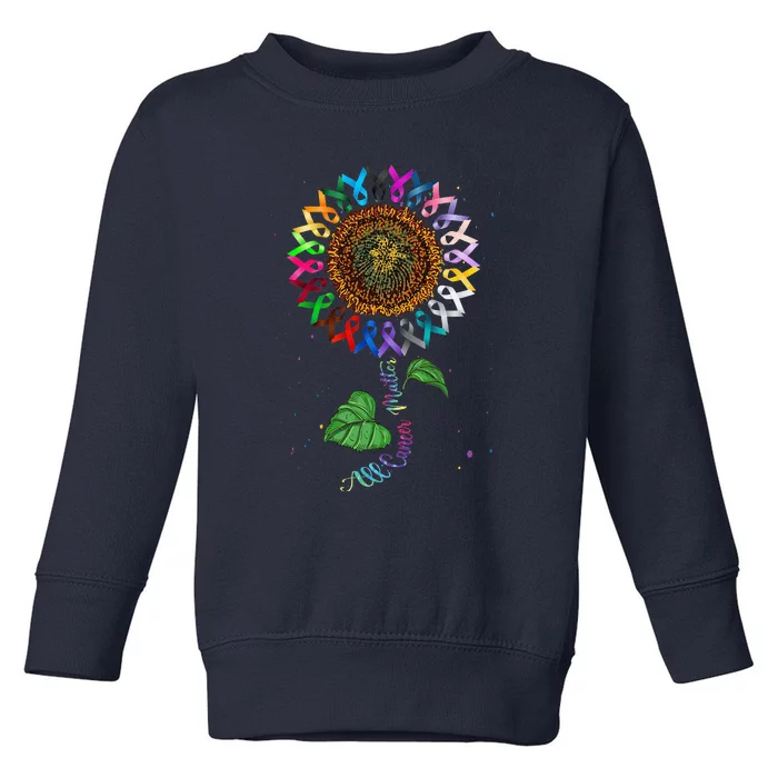 All Cancer Matters Cancer Awareness All Ribbons Sunflowe Toddler Sweatshirt